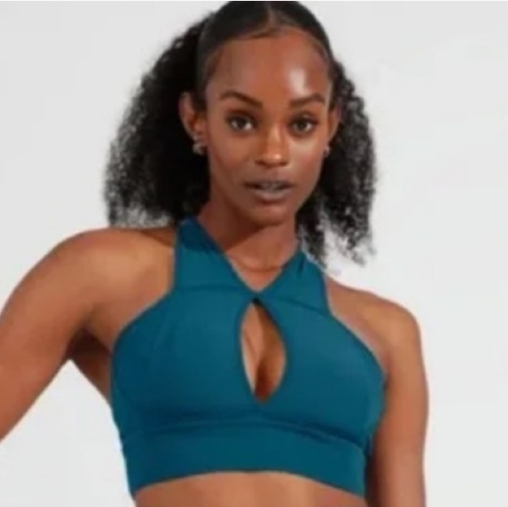 BuffBunny Teal Cutout Sports Bra